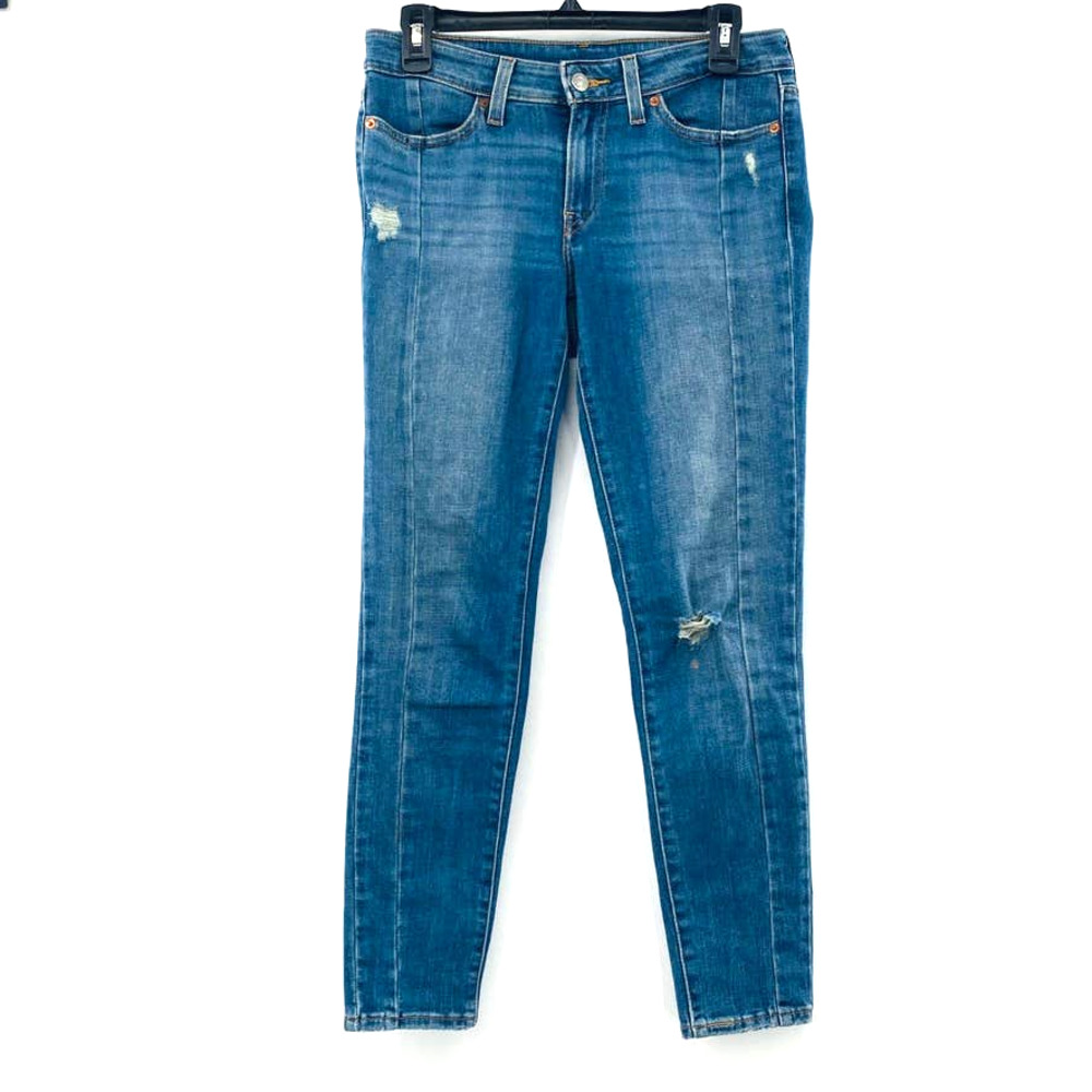Levis 711 Tuxedo Seam Skinny Distressed Jeans Women's Mid Rise Stretch Denim 27